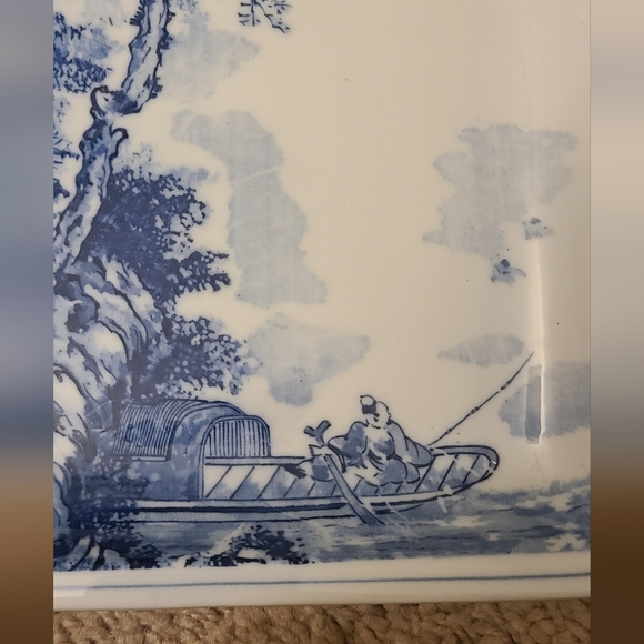 Blue and White Square Ceramic Plate - Picture 2 of 5